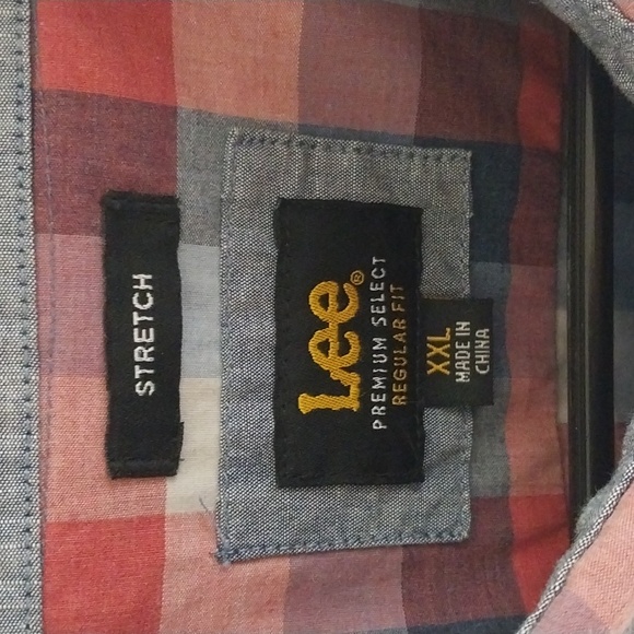 XXL Lee Red White & Blue Short Sleeve Button Shirt - Picture 2 of 4